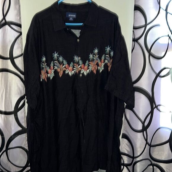 Arthouse Button Up Camp Shirt 2XL Mens Dark Gray with Palm Trees & Pineapples - Picture 1 of 8